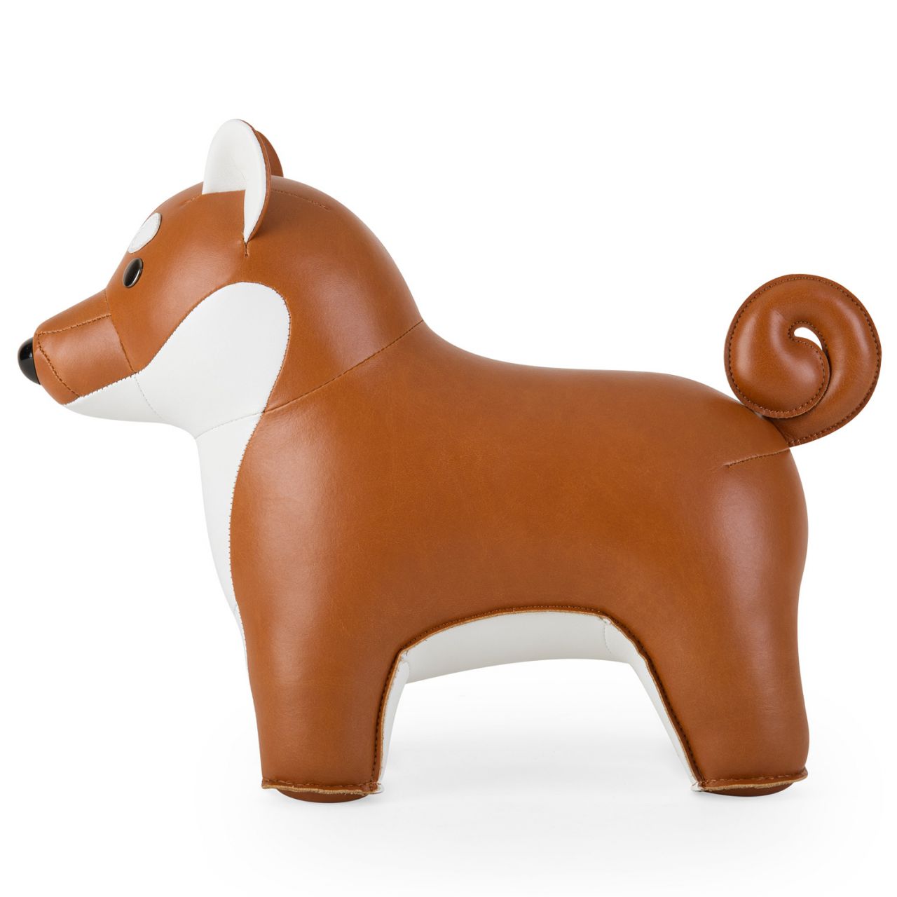 Braune Züny Buchstütze in Form eines Shiba Inu Hundes, dekorative Tierfigur.