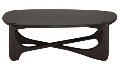 Dunkler PI Couchtisch von Ethnicraft aus Massivholz mit einzigartigem, gekreuztem Untergestell. Moderner Holztisch für Wohnzimmer.