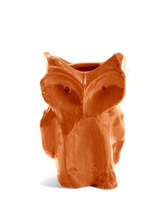 Orangefarbene Eule Vase von Serax, dekorative Keramikvase in Eulenform für Blumen und Pflanzen.