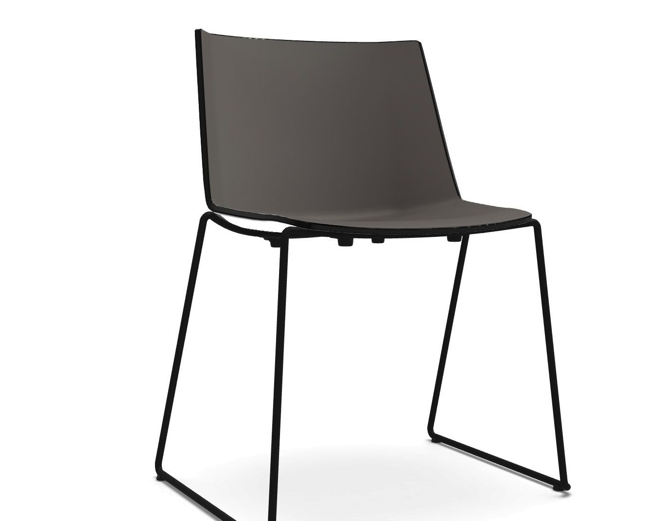 AÏKU Stuhl mit schwarzem Kufengestell und dunkelgrauer Sitzfläche, moderner Designstuhl für Esszimmer.