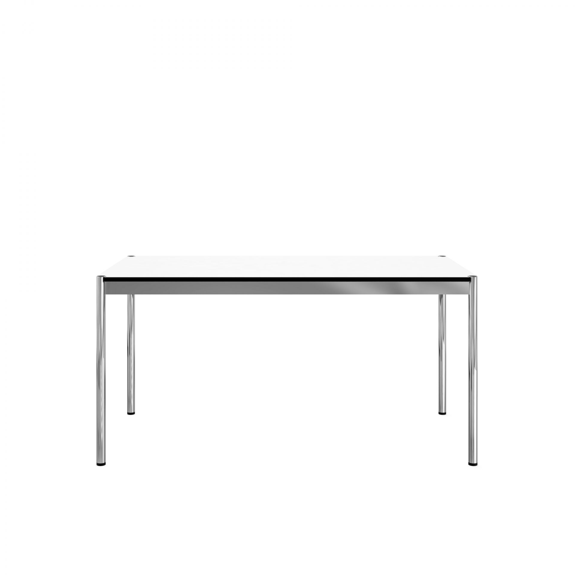 USM Haller Tisch in Perlgrau, 175 x 100 cm, mit verchromtem Gestell, modernes Design.
