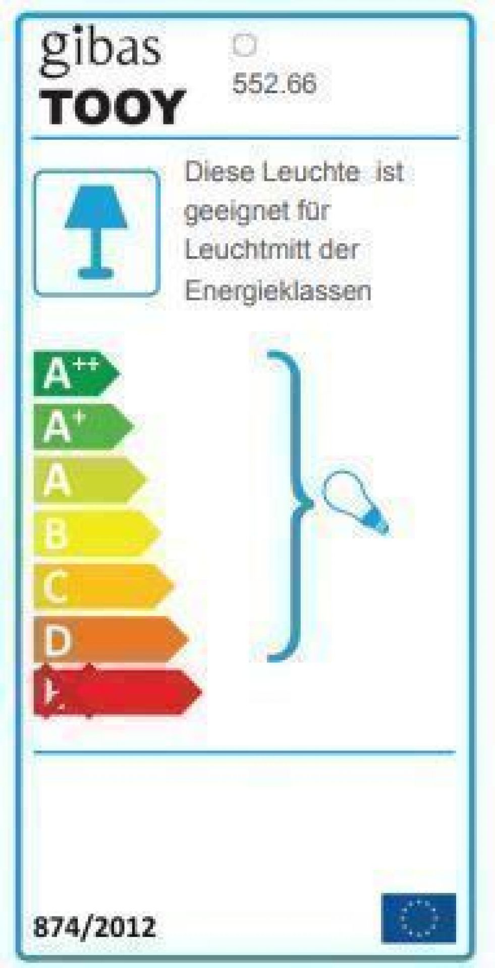 Energieeffizienzlabel der Tooy Stehleuchte Nabila: A++ bis D. Details zur Energieeffizienzklasse.