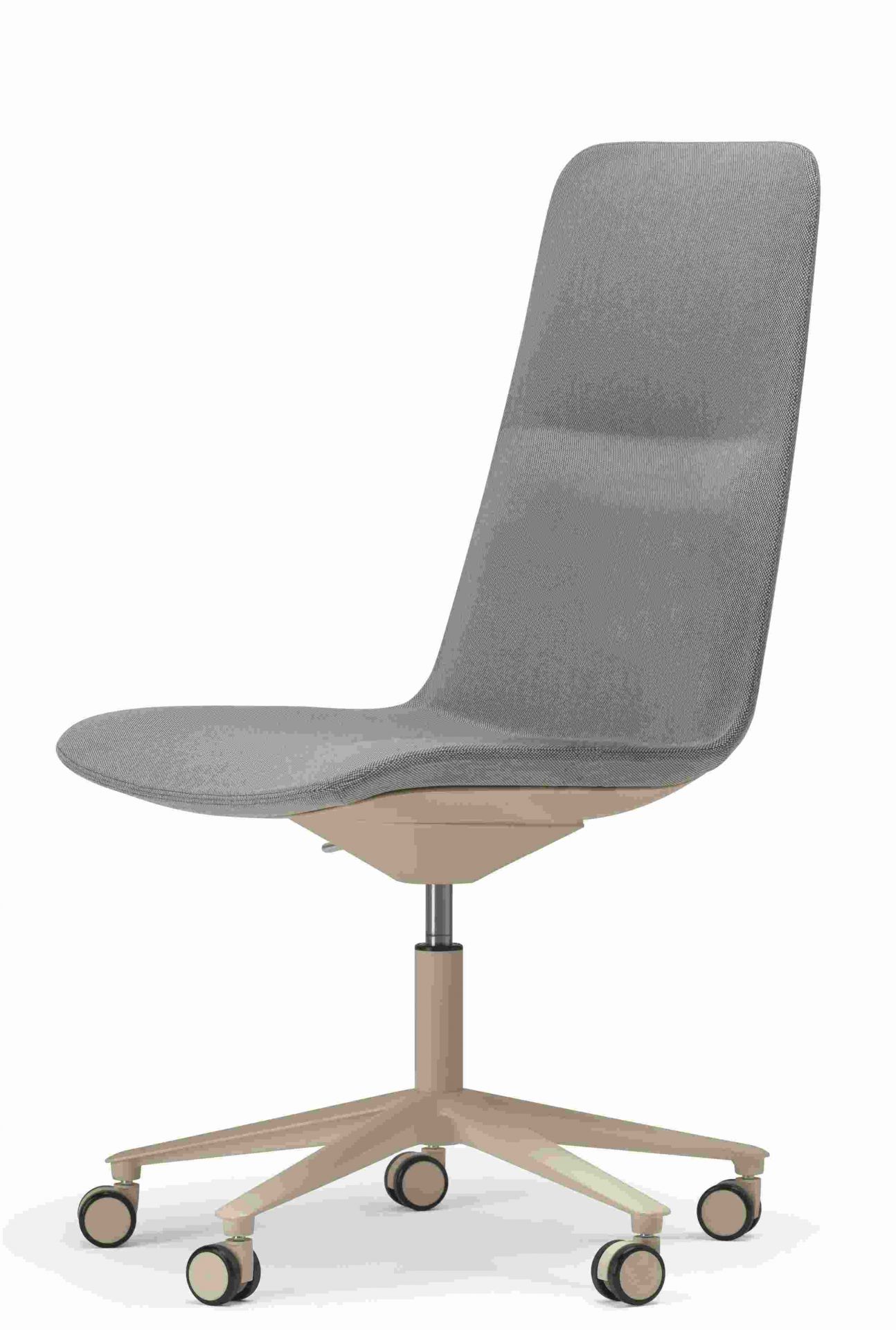 Grauer Slim Conference Stuhl mit Rollen, ideal für Büro und Konferenzräume.