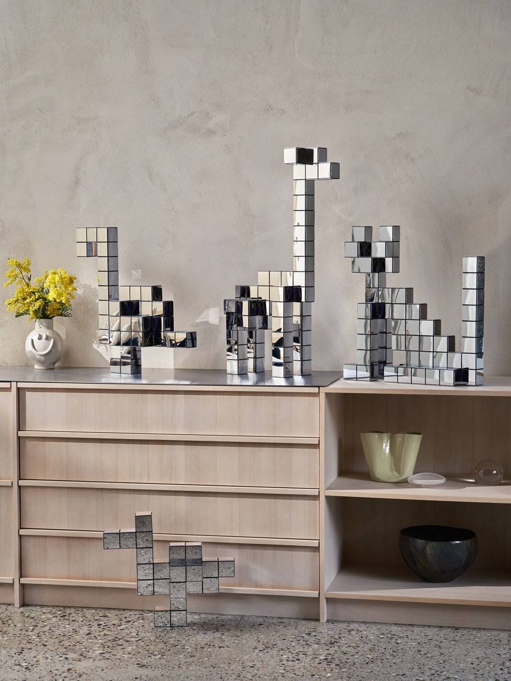 Panton Cubes Cat Chrom Skulptur / Tierfigur Vitra