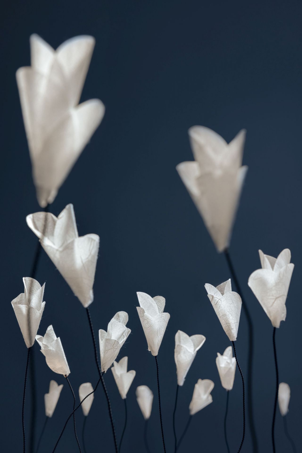 Nahaufnahme der Catellani & Smith For You Tischleuchte, blütenförmige Designlampe mit USB-Anschluss.