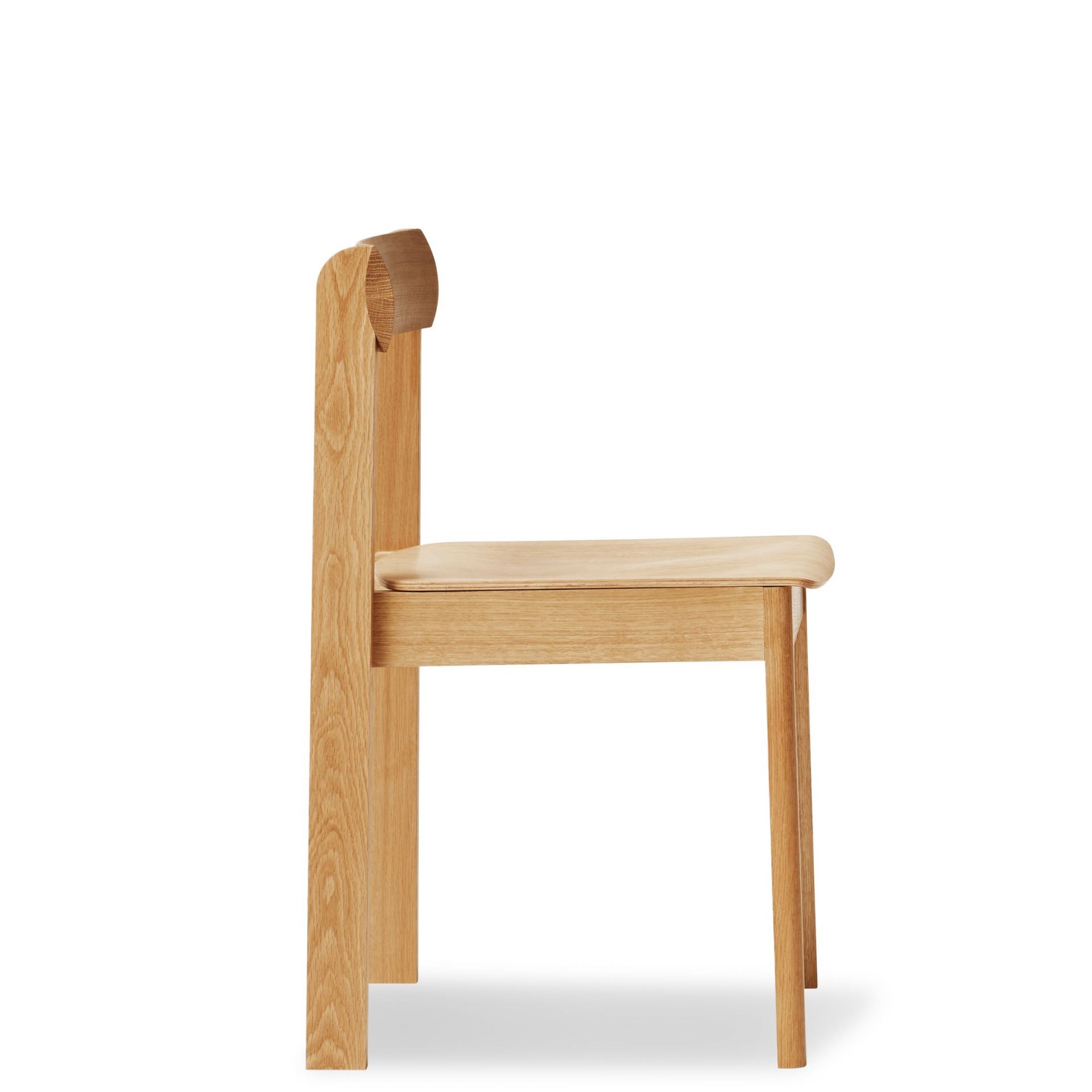 Blueprint Stuhl aus Eiche von Form & Refine, Seitenansicht, minimalistisches Design, Holzstuhl.