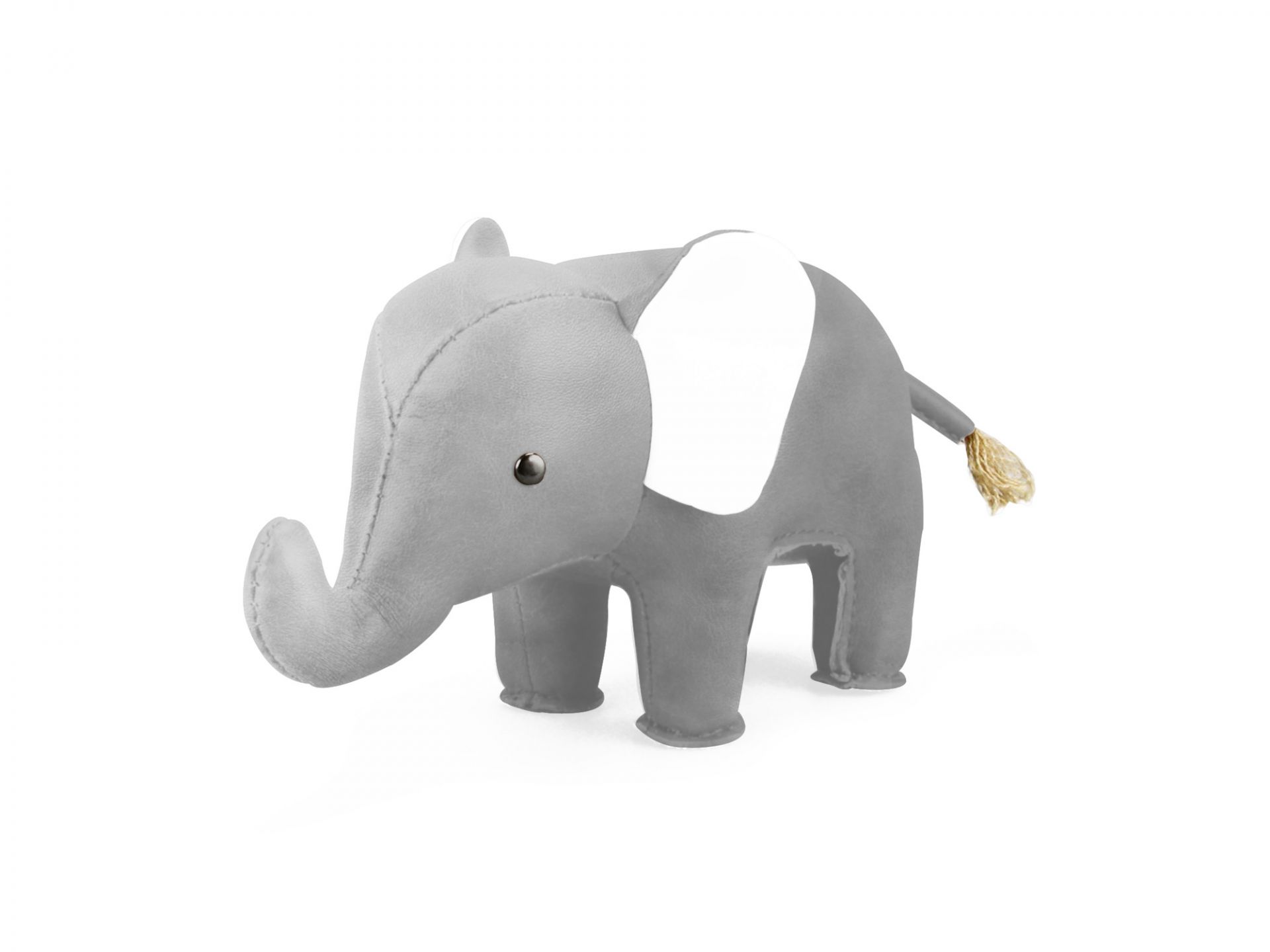 Briefbeschwerer Classic Elefant Grau/Weiß von Züny, Stofftier Elefant, Dekoration für Büro und Zuhause.