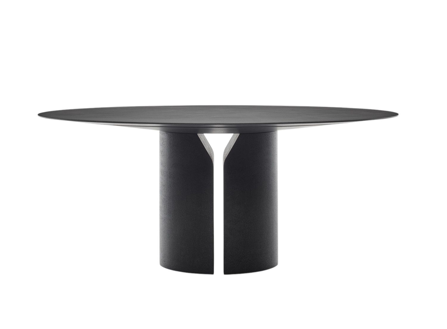 Schwarzer NVL Table Tisch von MDF Italia mit runder Tischplatte und außergewöhnlichem Fuß.