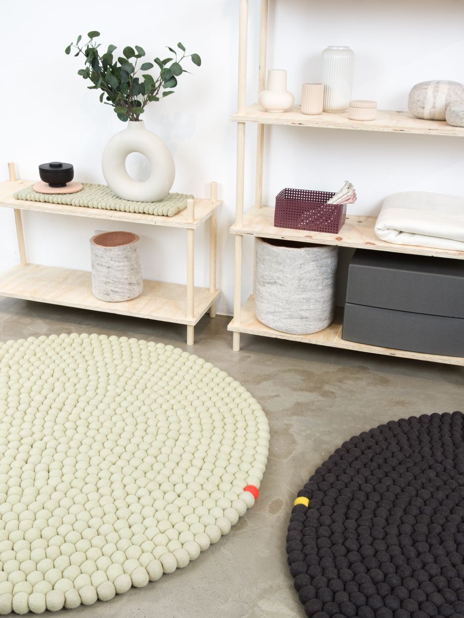 Big One Rund Filzteppich Ø 200 cm myfelt Grünbeige