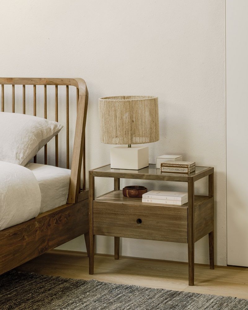 Spindle Nachttisch 1 Schublade Teak Ethnicraft