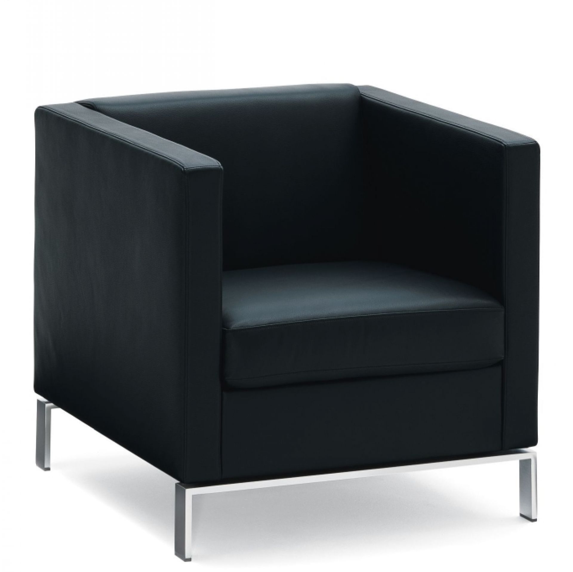 Schwarzer FOSTER 500 Sessel von Walter Knoll mit Lederbezug und Metallfüßen. Moderner Design Sessel.