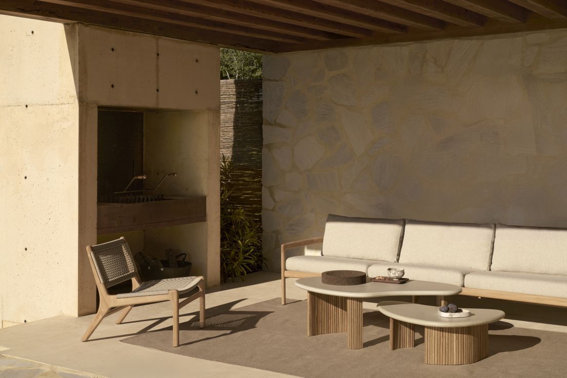 Boomerang Outdoor Couchtisch Beton/Teak Ethnicraft