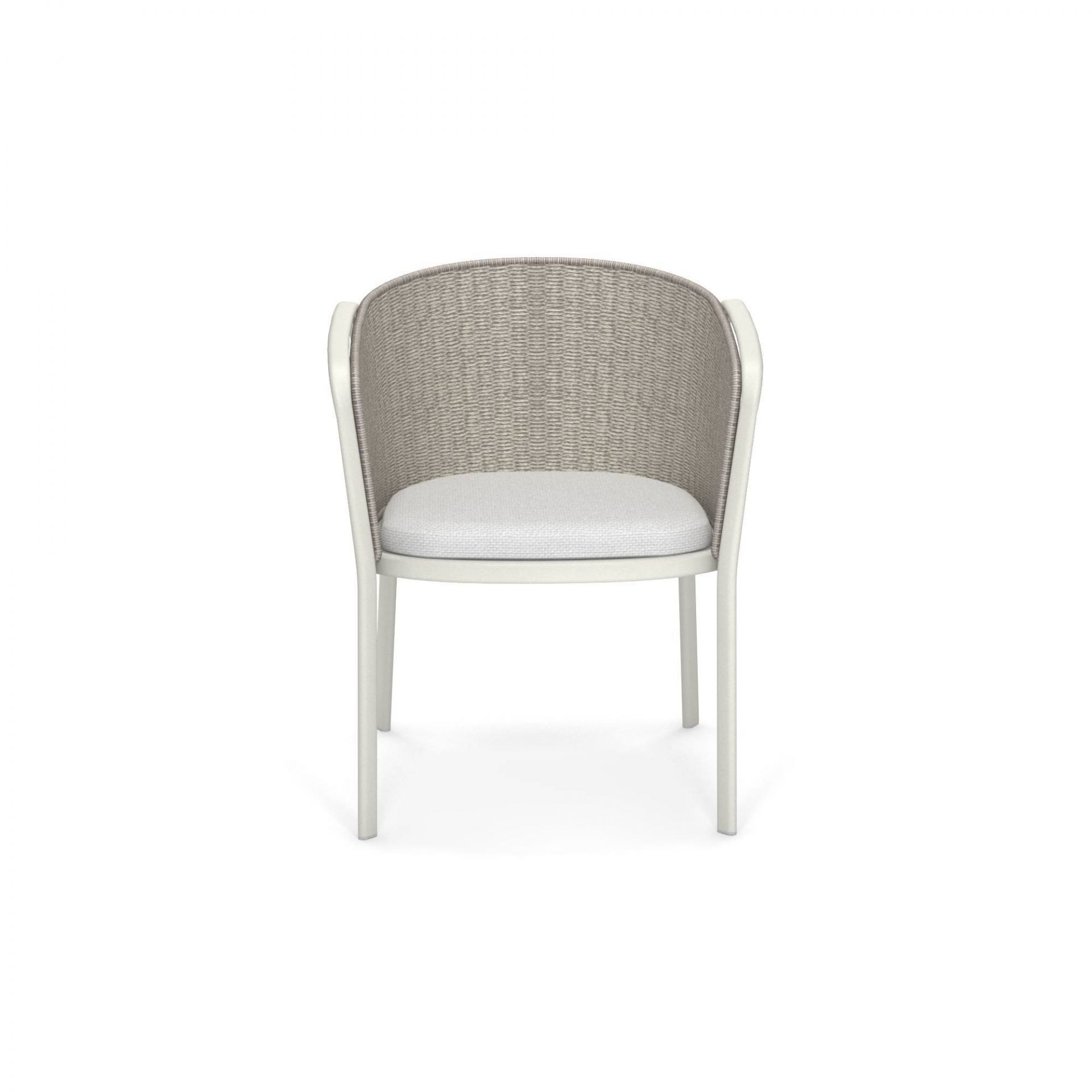 Carousel Armlehnstuhl für den Außenbereich, Emu Weiß/Melange Ivory, moderner Gartenstuhl mit Armlehnen.