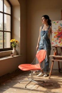 DKL-2 Wire Chair Stuhl mit Sitz und Rückenpolster Vitra