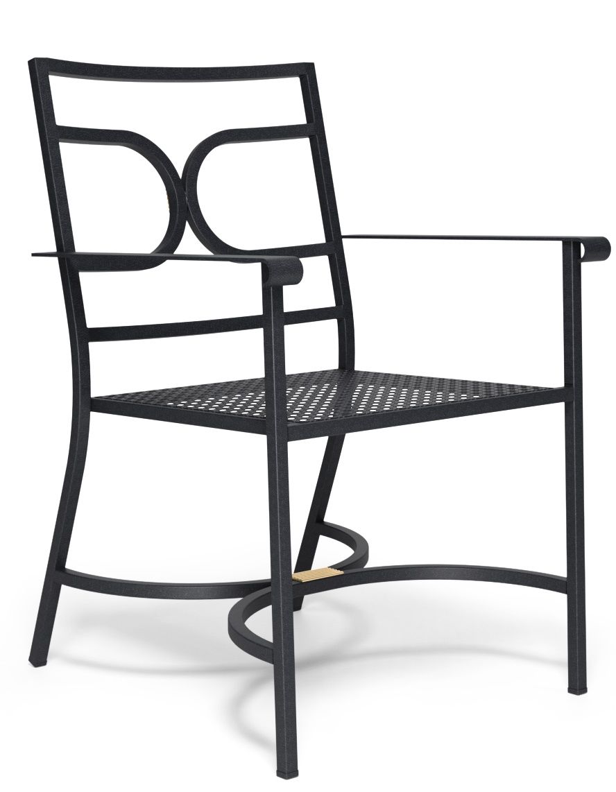 Schwarzer Collier Armchair von Emu, ein stilvoller Outdoor Armlehnstuhl mit Metallgestell und Lochmuster-Sitzfläche.