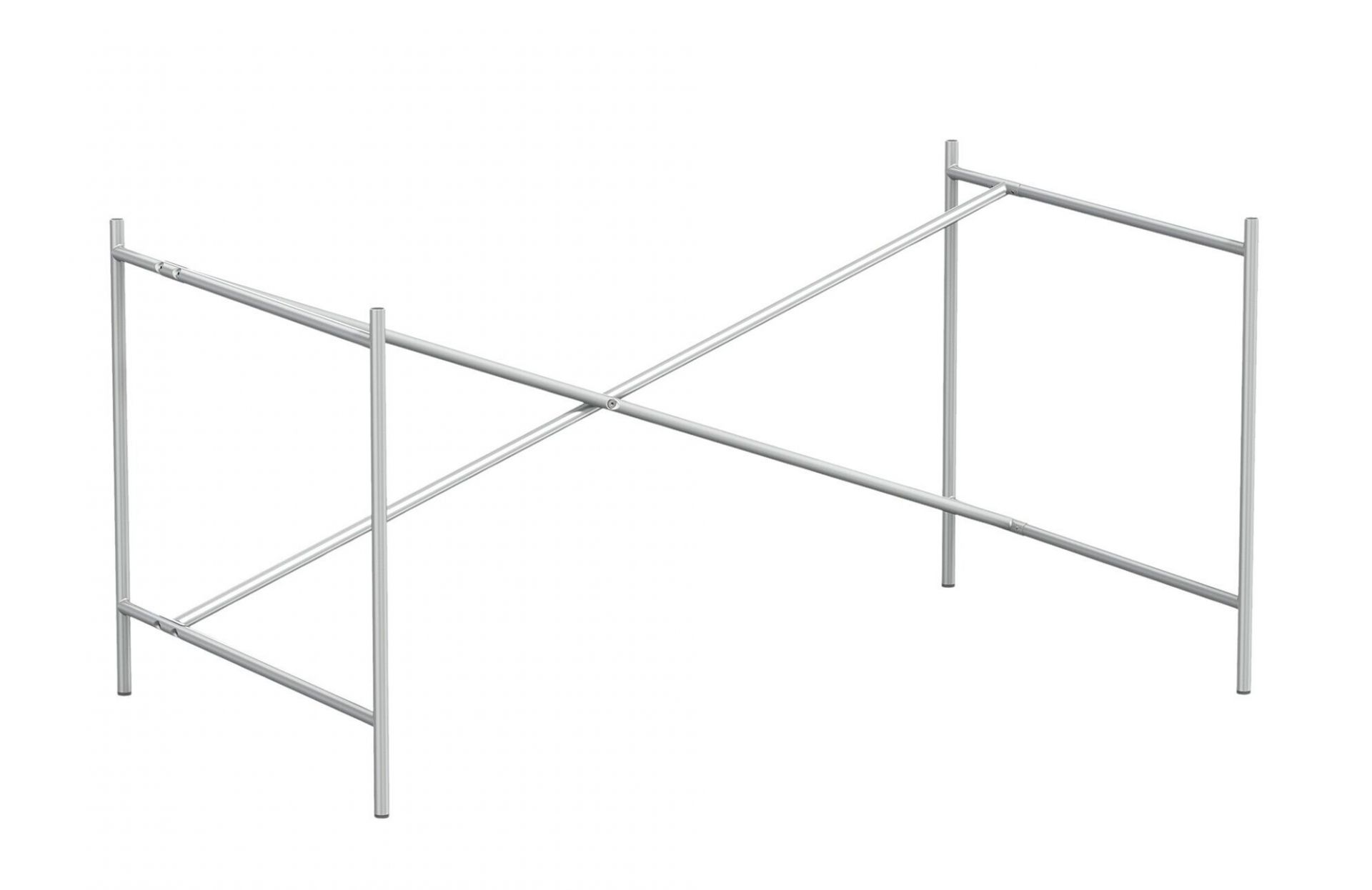 Silbernes Eiermann Tischgestell mit gekreuzten Streben für Schreibtisch oder Esstisch.