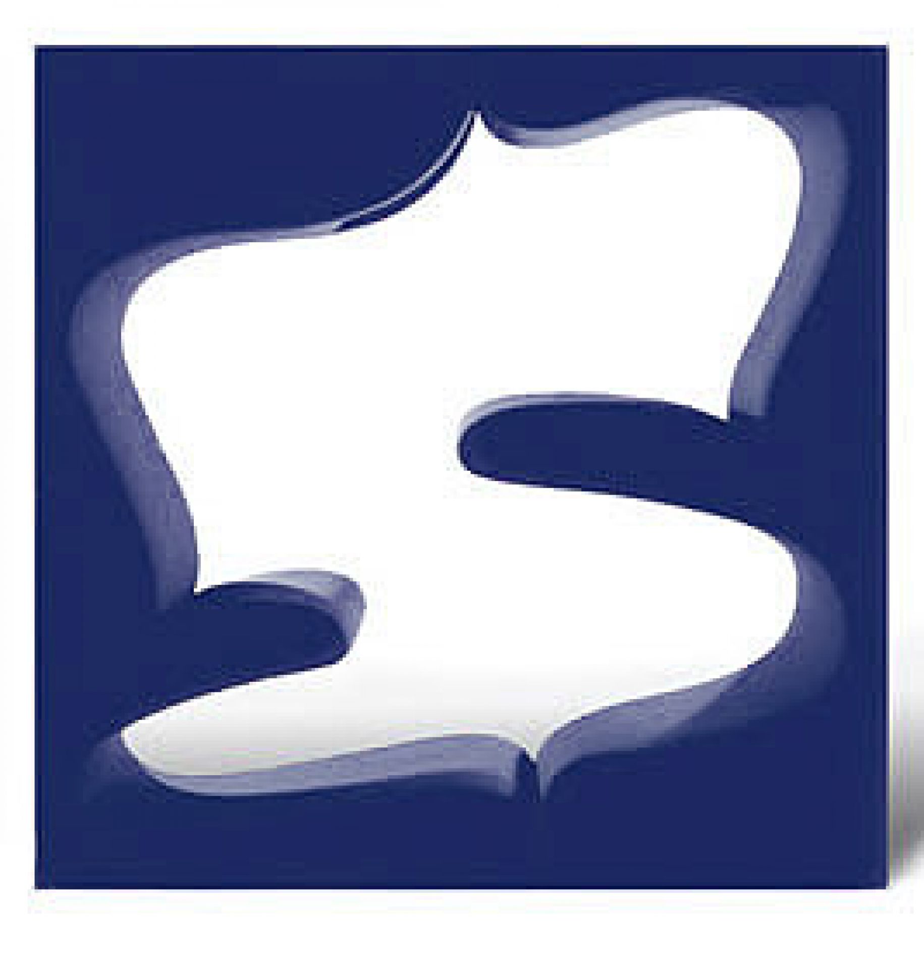 Blaues quadratisches Element der Living Tower Sitzskulptur von Vitra mit weißer, geschwungener Aussparung. Designmöbel für modernes Wohnen.