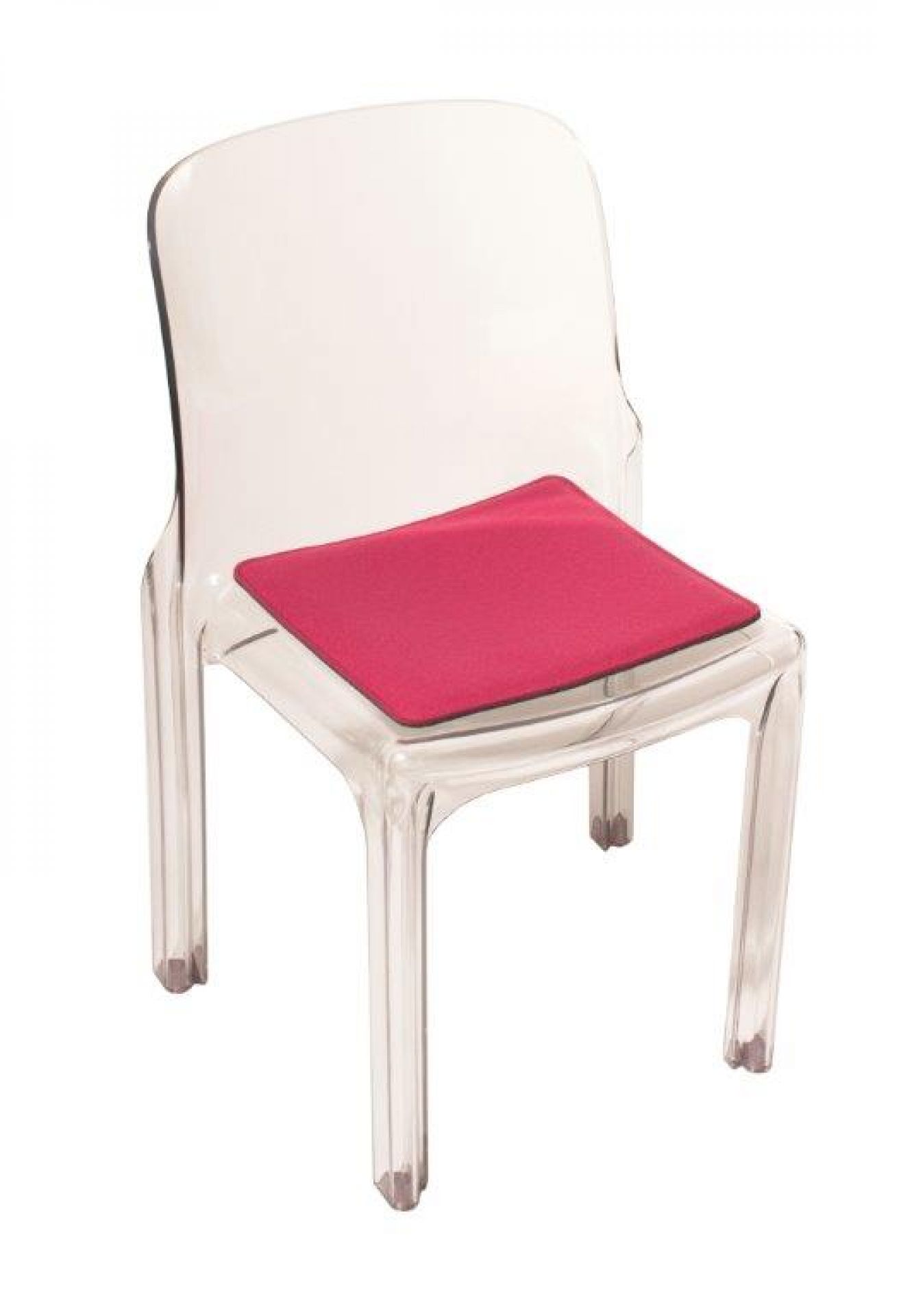 Roter Filz Sitzauflage für Selene Stuhl von Magistretti, bequeme Stuhlauflage für besseren Sitzkomfort.