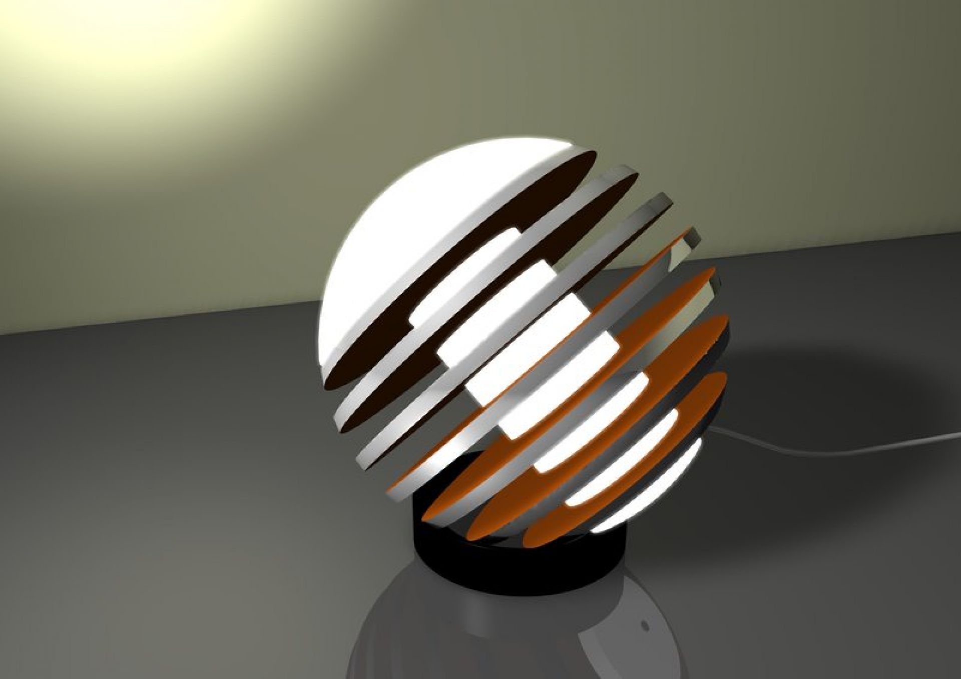 Bulo Tischleuchte: Moderne Tecnolumen Lampe mit kugelförmigem Design und warmem Lichtschein.