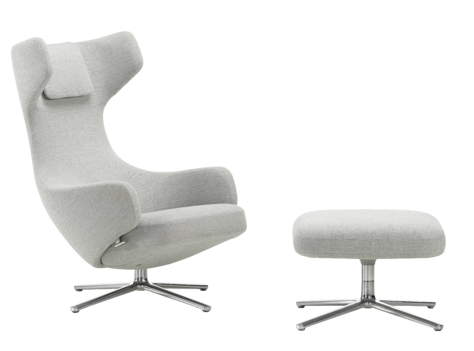 Grand Repos Sessel  + Ottoman Vitra Poliert Dumet Kiesel Melange