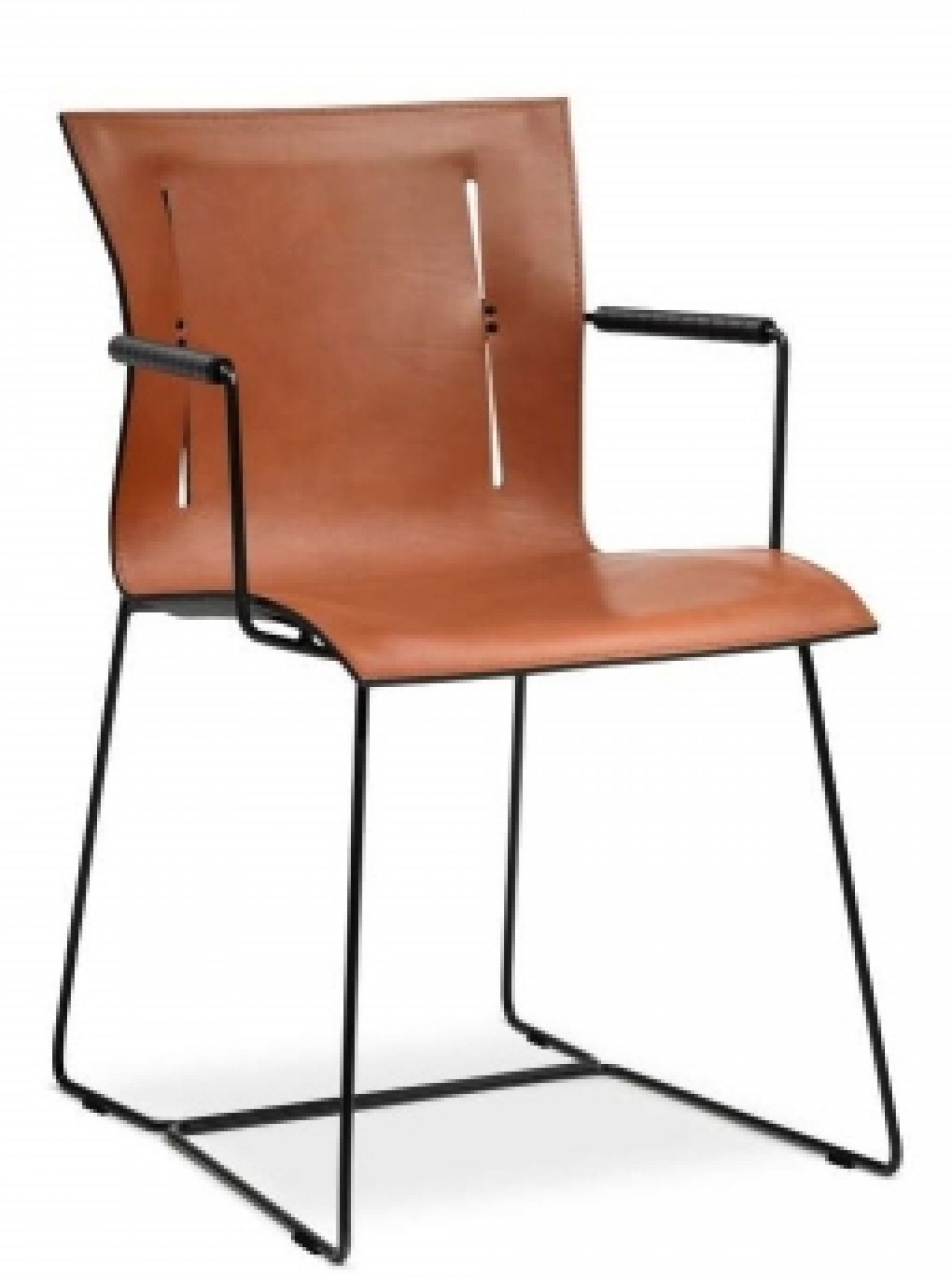 Cuoio Stuhl von Walter Knoll: Moderner Lederstuhl mit Armlehnen und schwarzem Metallgestell.