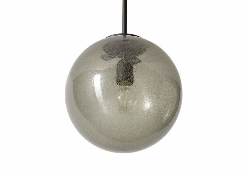 Bollicosa Lampe: Kleine Pendelleuchte mit grauer Glaskugel für stimmungsvolle Beleuchtung.