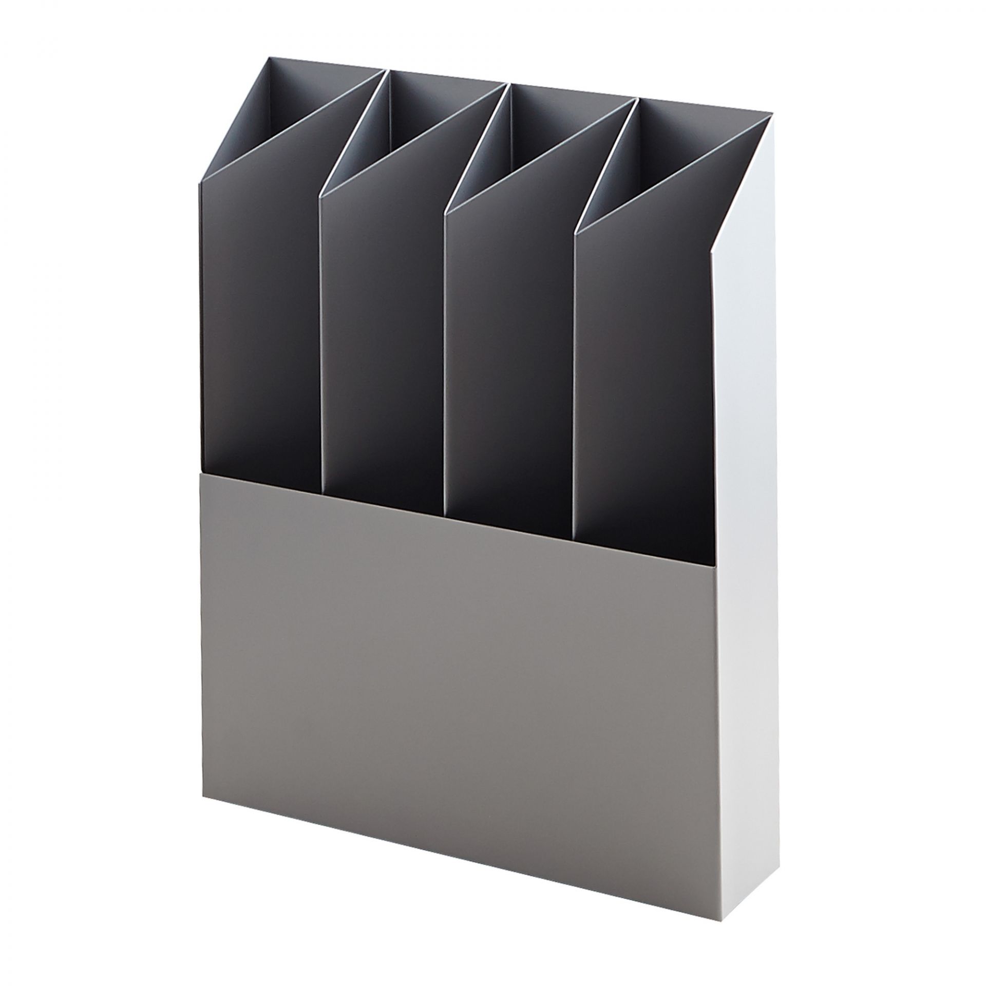 Weißer Kant Schirmständer von Mox mit vier Fächern zur Aufbewahrung von Regenschirmen.