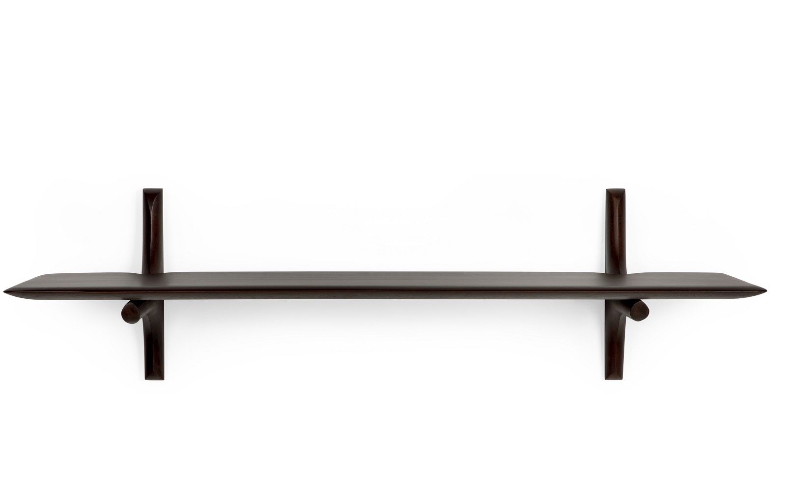 Ethnicraft Wandregal aus Mahagoni, dunkelbraun, schwebend, für Wohnzimmer und Schlafzimmer.