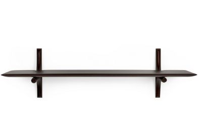 Ethnicraft Wandregal aus Mahagoni, dunkelbraun, schwebend, für Wohnzimmer und Schlafzimmer.