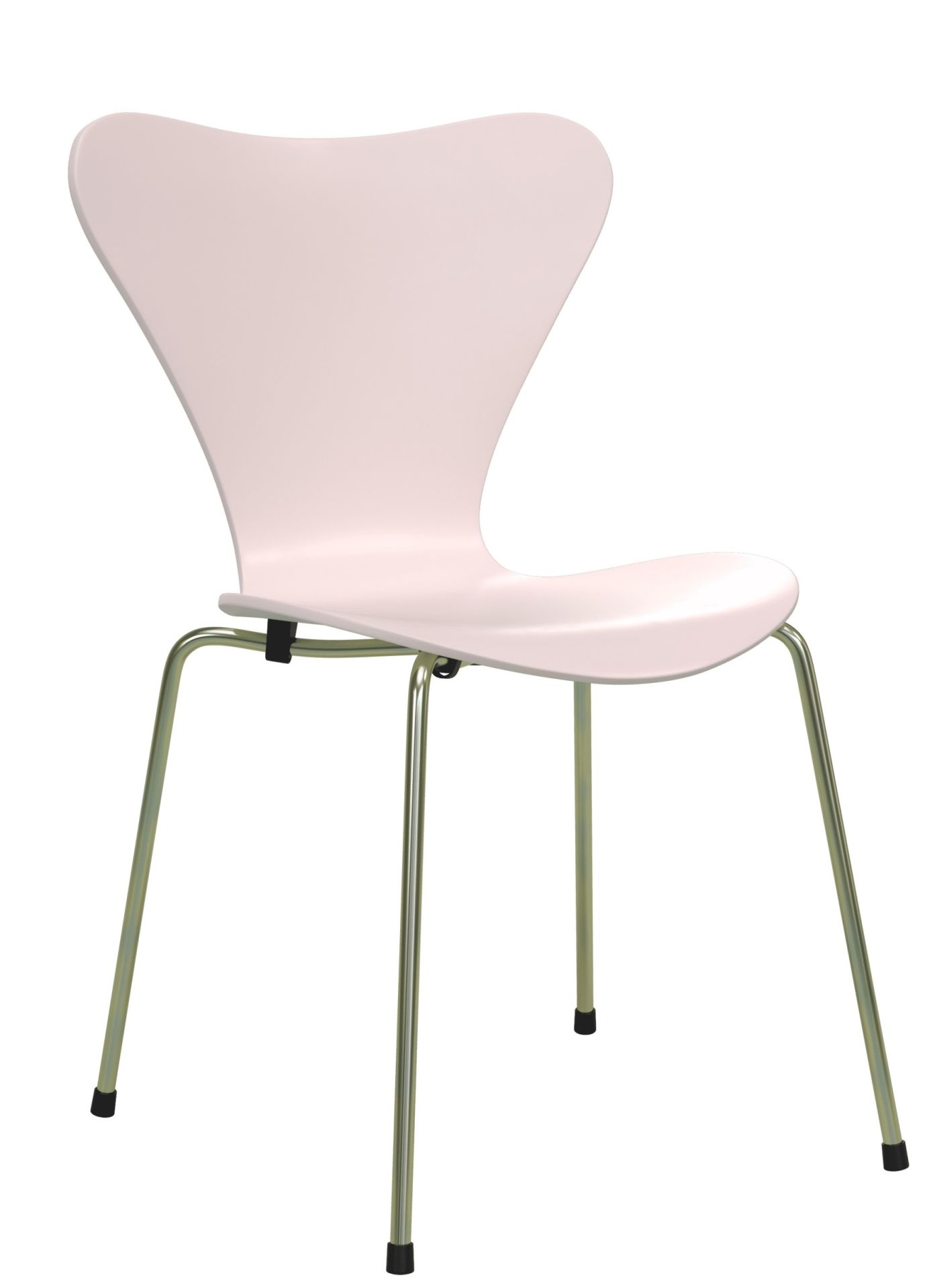 Pinkfarbener Siebener Stuhl von Fritz Hansen, limitierte Edition, mit filigranem Metallgestell.