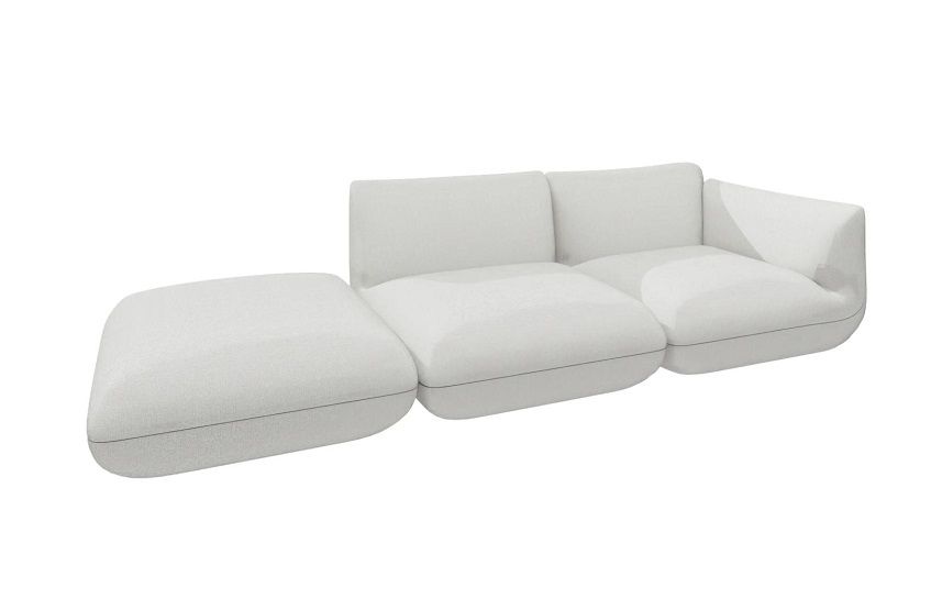 Jalis Sofa in Hellgrau: Modernes Ecksofa mit Ottomane für Wohnzimmer und Lounge.