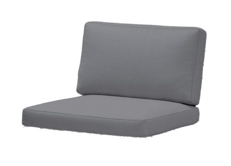 Grauer Kissensatz für Cane-Line Connect Loungesessel, bestehend aus Sitzkissen und Rückenkissen für Outdoor-Möbel.