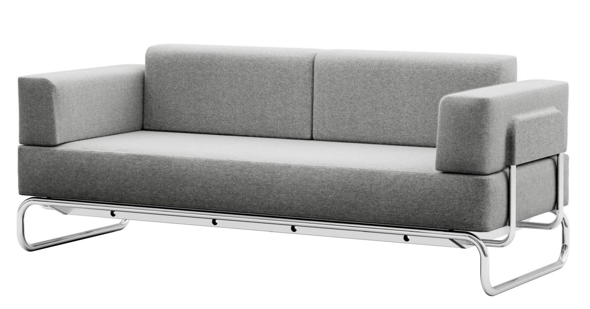 Graues Thonet 2-Sitzer Sofa S 5002/C001 mit Chromgestell für Wohnzimmer und Büro.