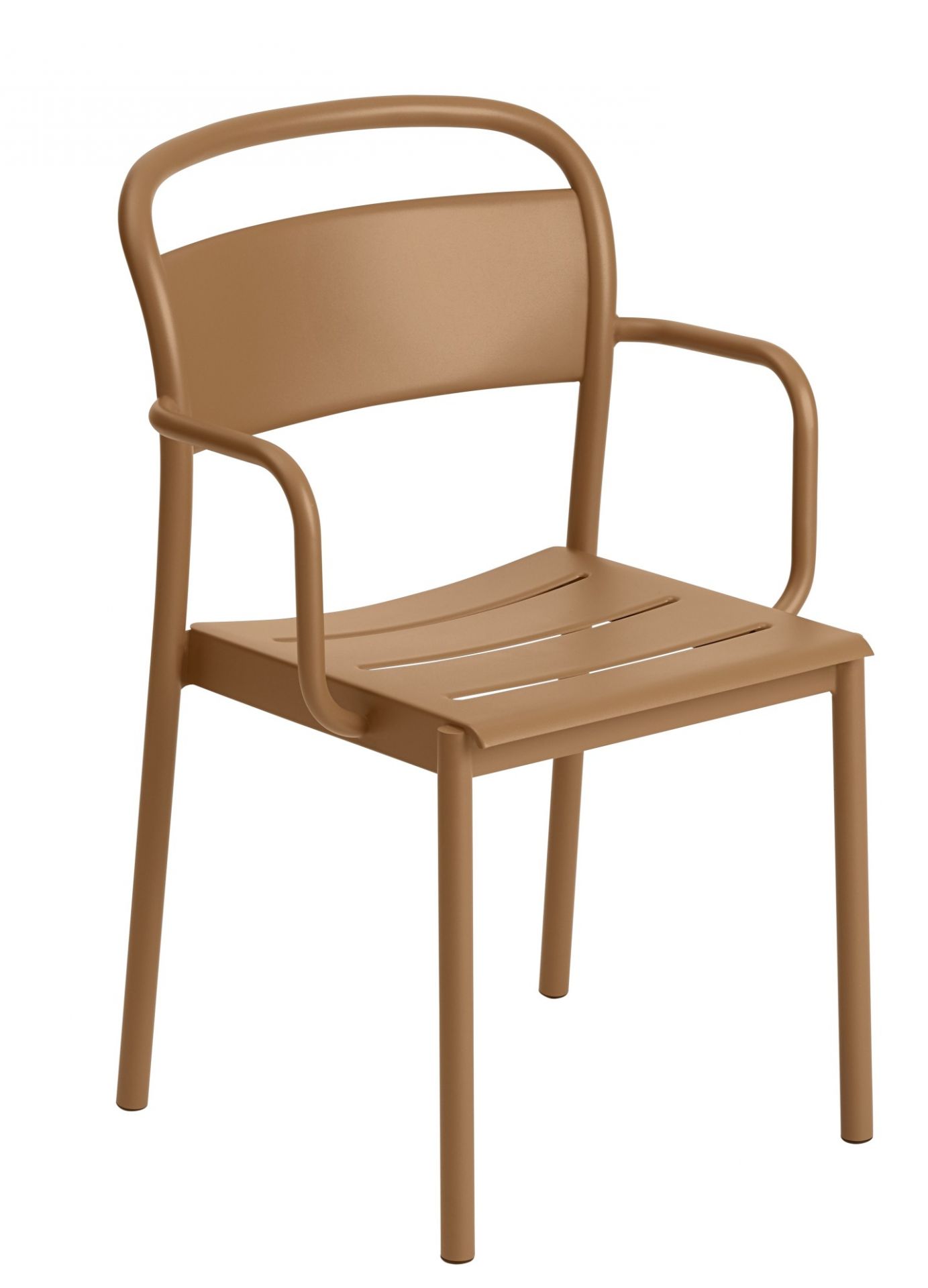 Grauer Linear Steel Armchair von Muuto für den Außenbereich, moderner Metallstuhl mit Armlehnen.
