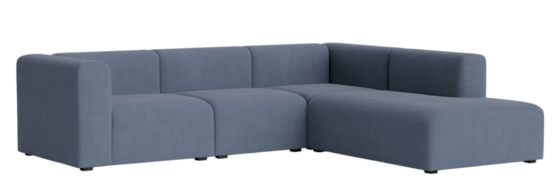 Blaues Mags Sofa von Hay mit Eckkombination und Armlehne rechts. Modernes Ecksofa.