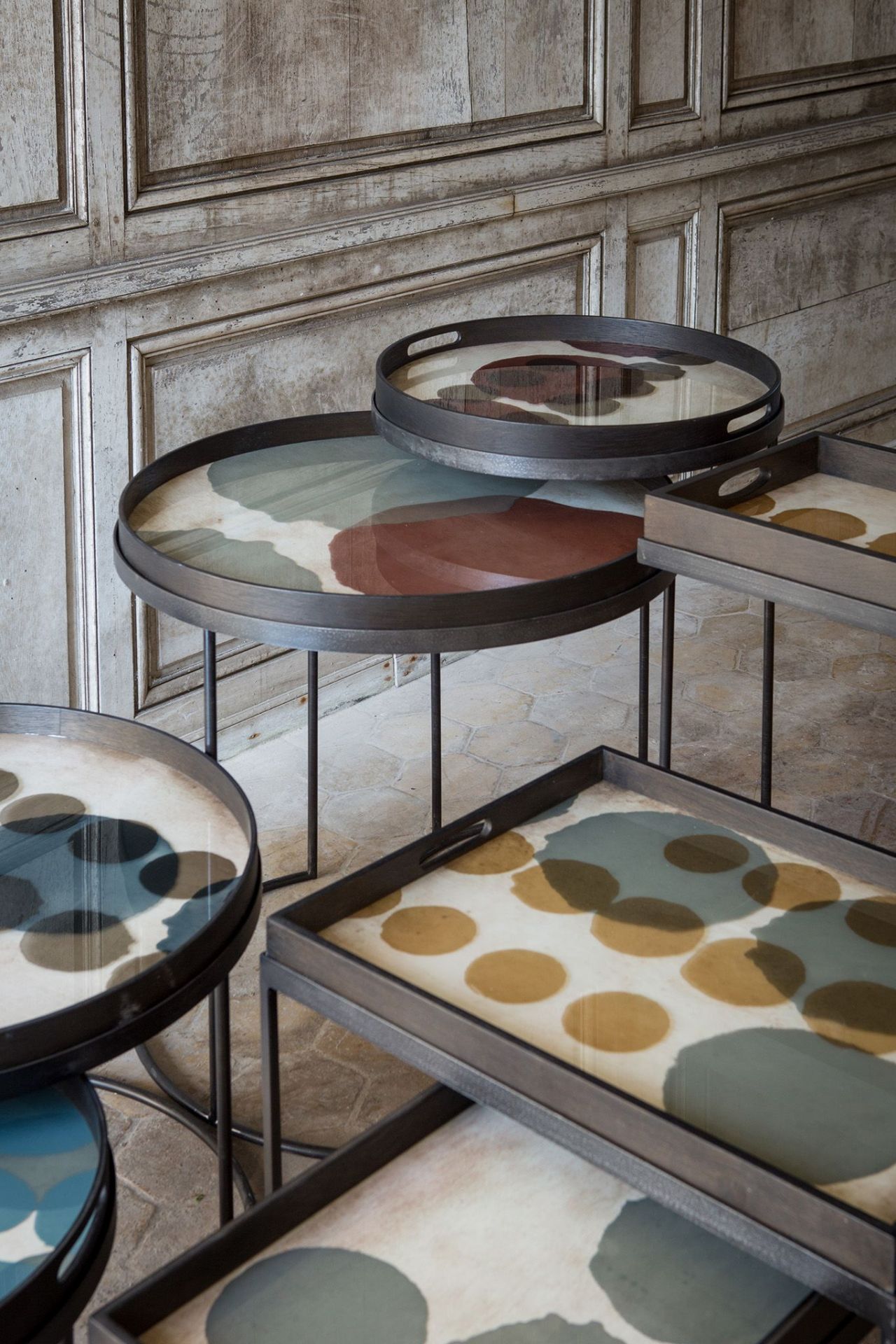 Beistelltisch 2-er Set Schwarz Rund S/L Ethnicraft