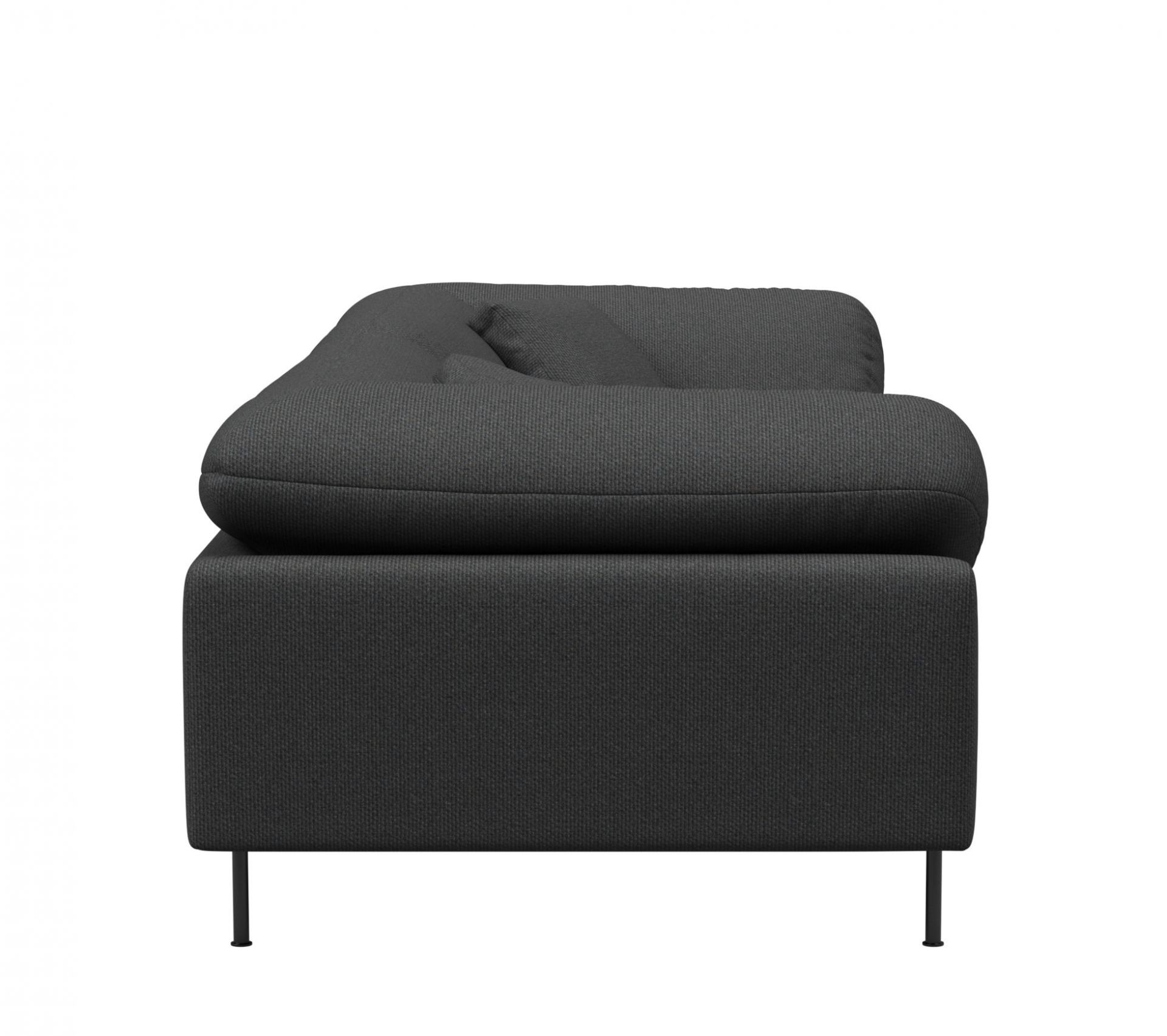 Graues Collar Sofa von Woud, 3-Sitzer, modernes Design mit schwarzen Füßen, für Wohnzimmer.