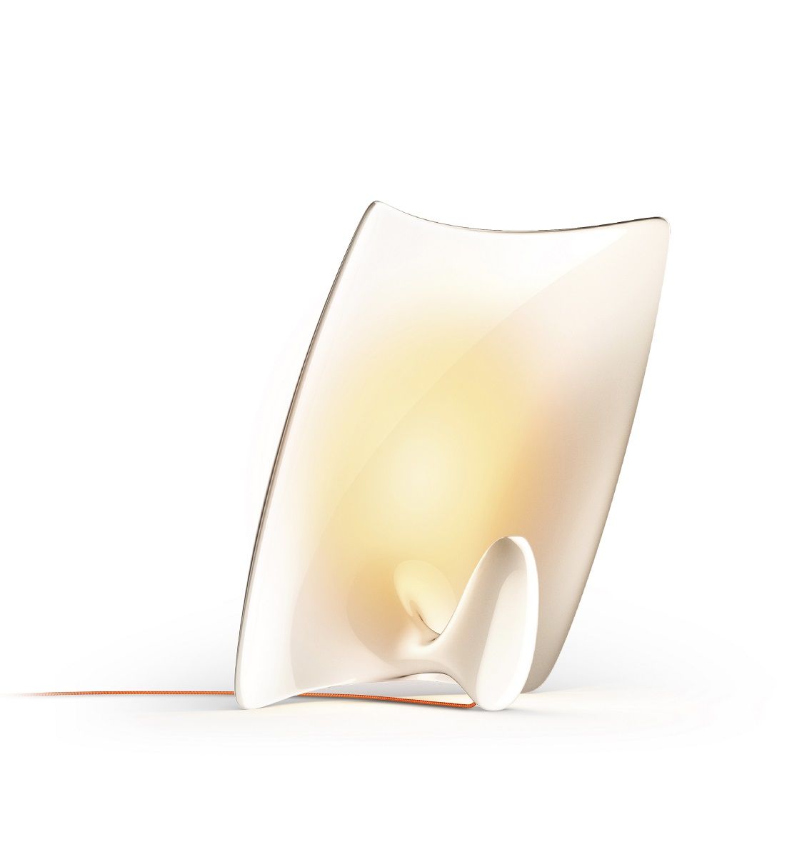 Nahaufnahme der modernen Valor.S Tischleuchte aus Keramik von Cassina, warmes Licht.