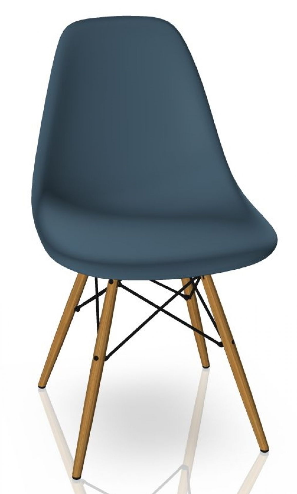 Eames Plastic Side Chair DSW Stuhl Vitra Esche honigfarben-Meerblau