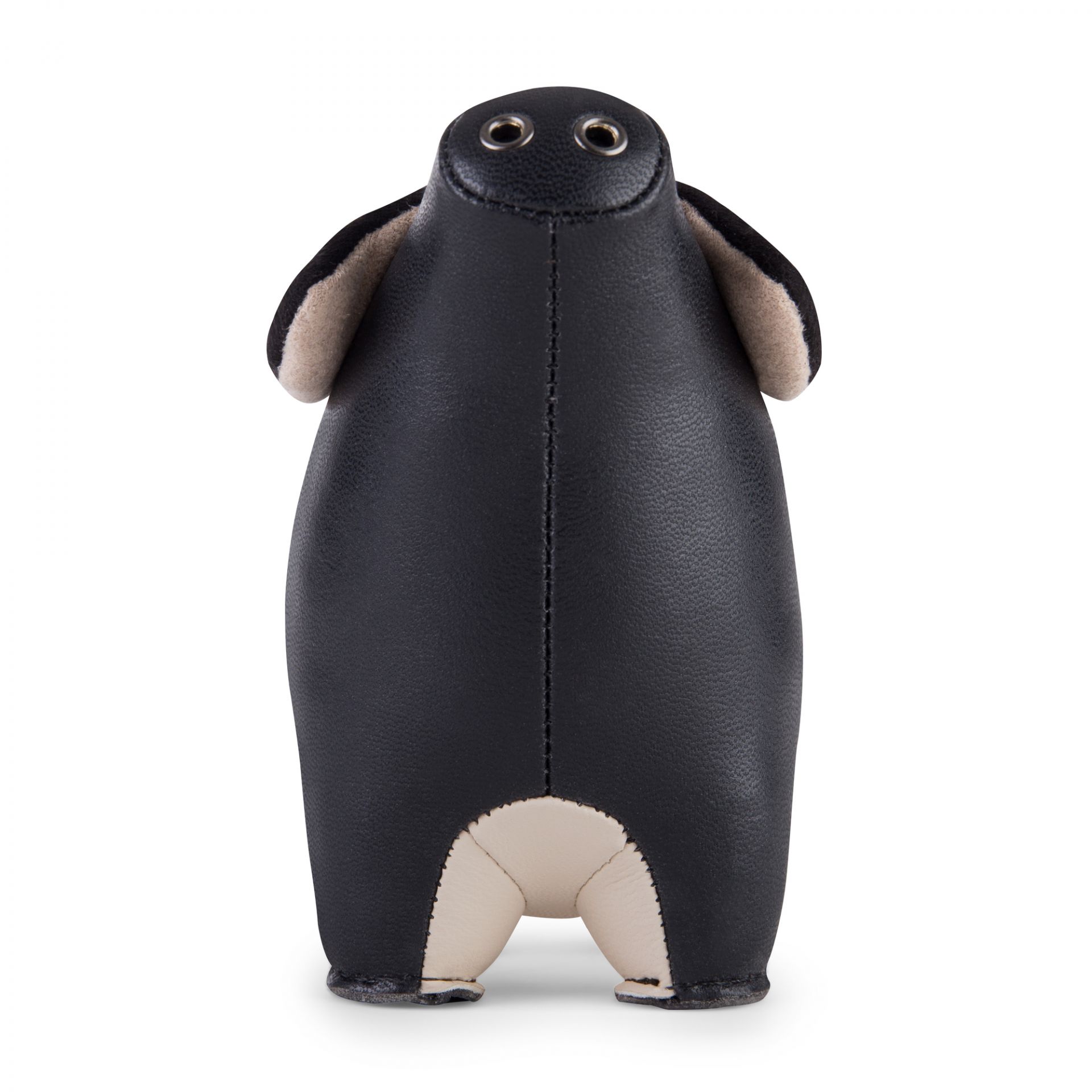 Briefbeschwerer Schwein Diya von Züny, schwarz-weizenfarben, aus Kunstleder, dekoratives Accessoire für Büro und Zuhause.