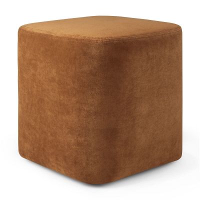 Brauner Cube Pouf Sitzhocker von Ethnicraft, quadratischer Hocker aus weichem Samtstoff.