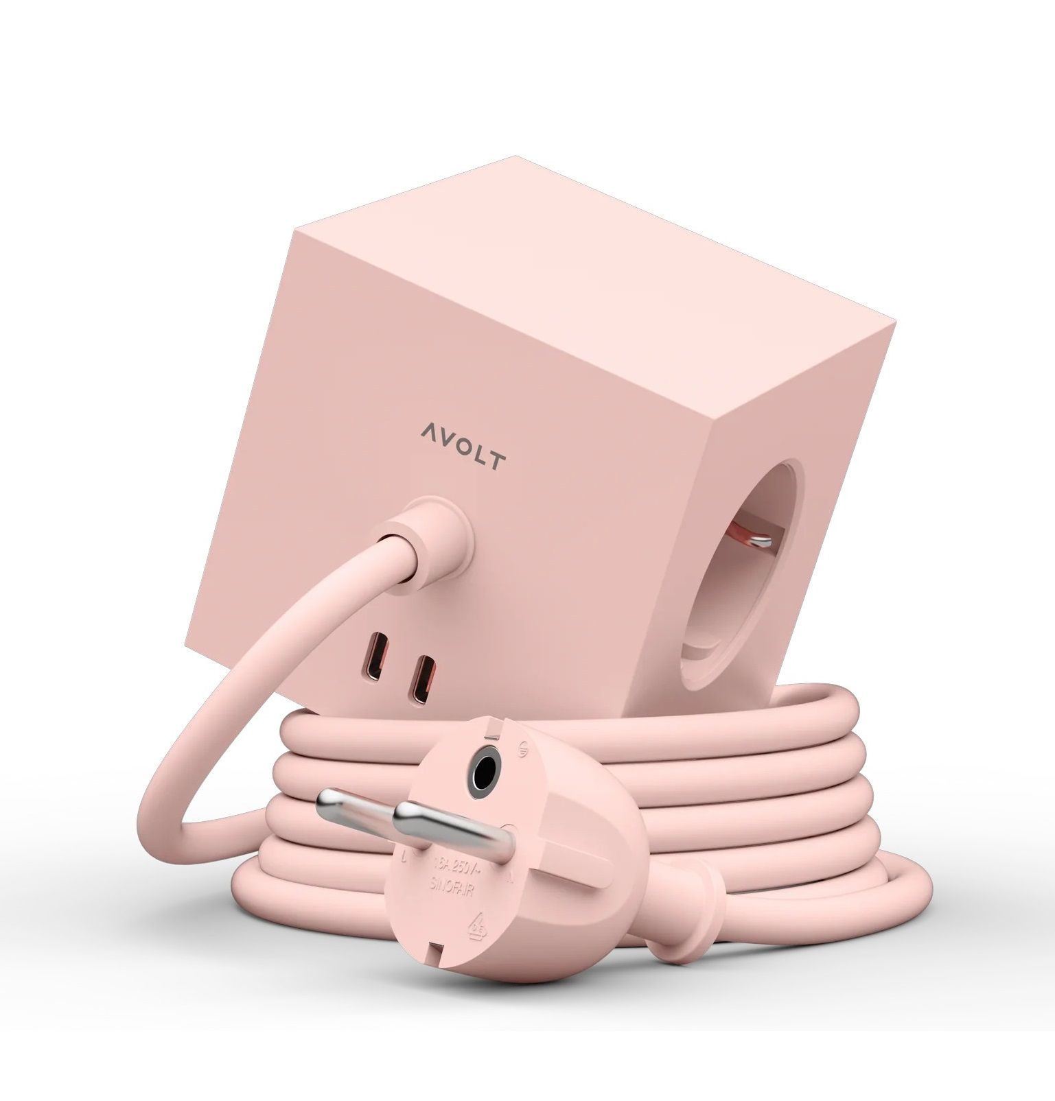 Avolt Steckdosenwürfel mit USB C dfp Design Pink