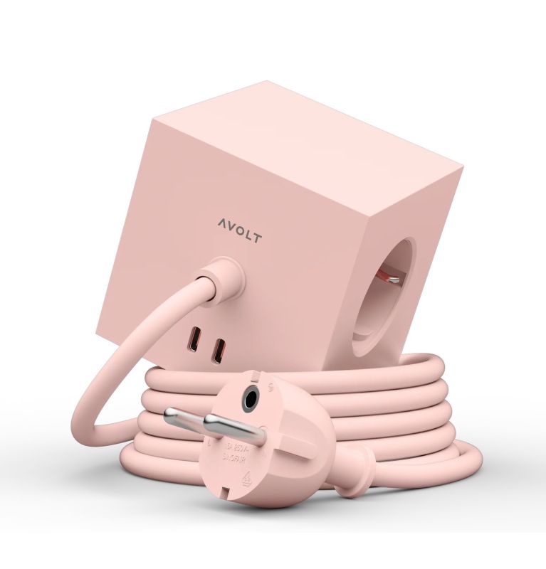 Avolt Steckdosenwürfel mit USB C dfp Design Pink