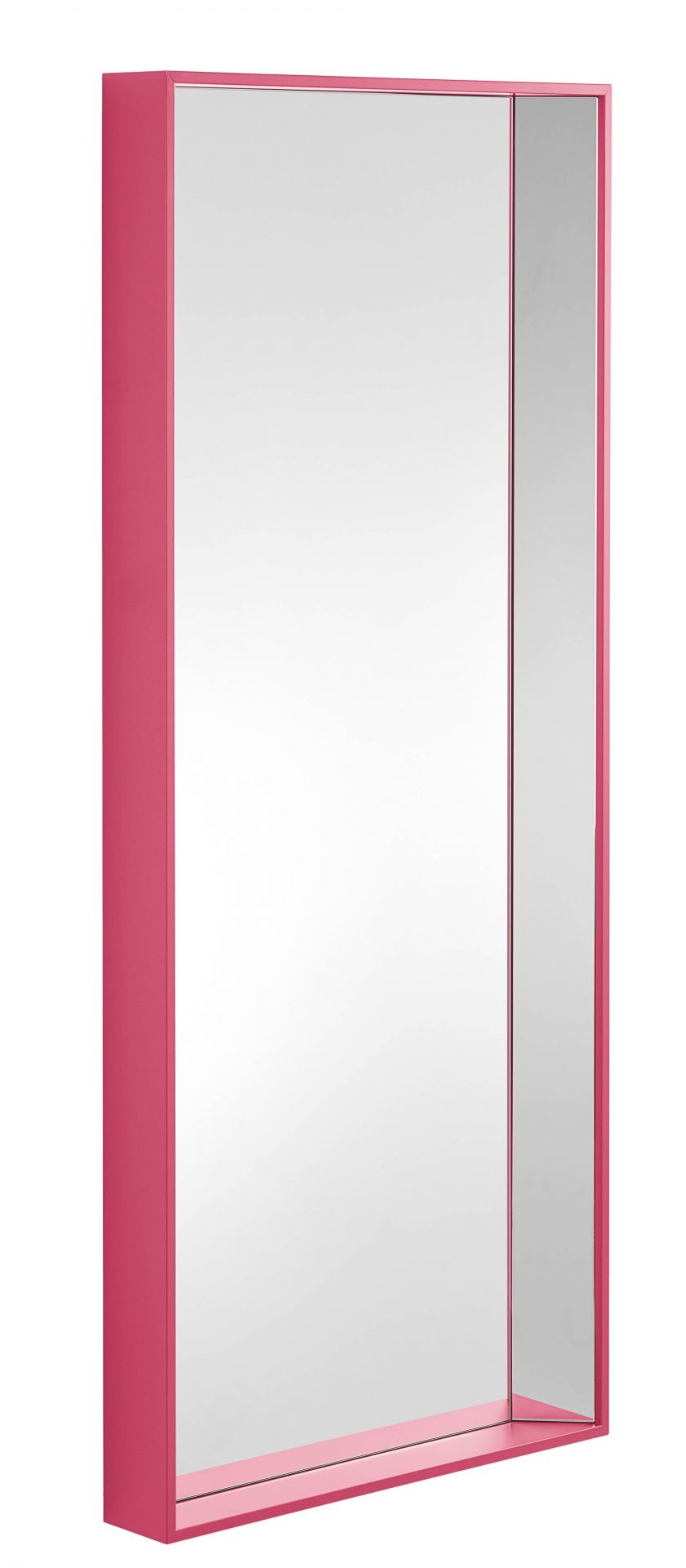 Kon Spiegel von Schönbuch, rechteckig, pinkfarbener Rahmen, moderner Wandspiegel für Flur und Garderobe.