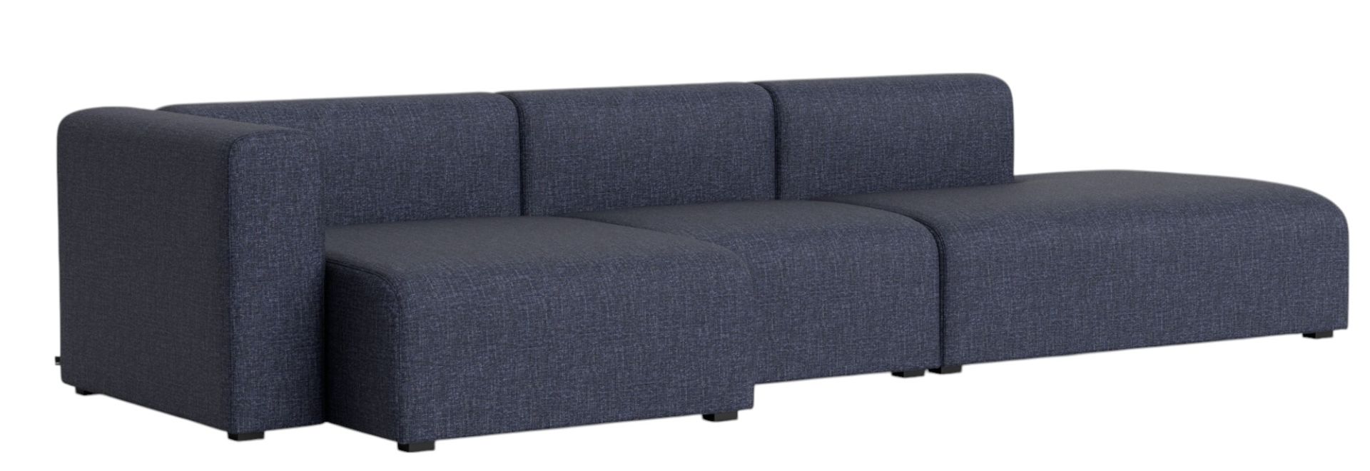 Blaues Mags Sofa von Hay, 3-Sitzer mit Armlehne links, modernes Design für Wohnzimmer.