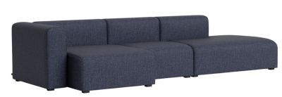 Blaues Mags Sofa von Hay, 3-Sitzer mit Armlehne links, modernes Design für Wohnzimmer.