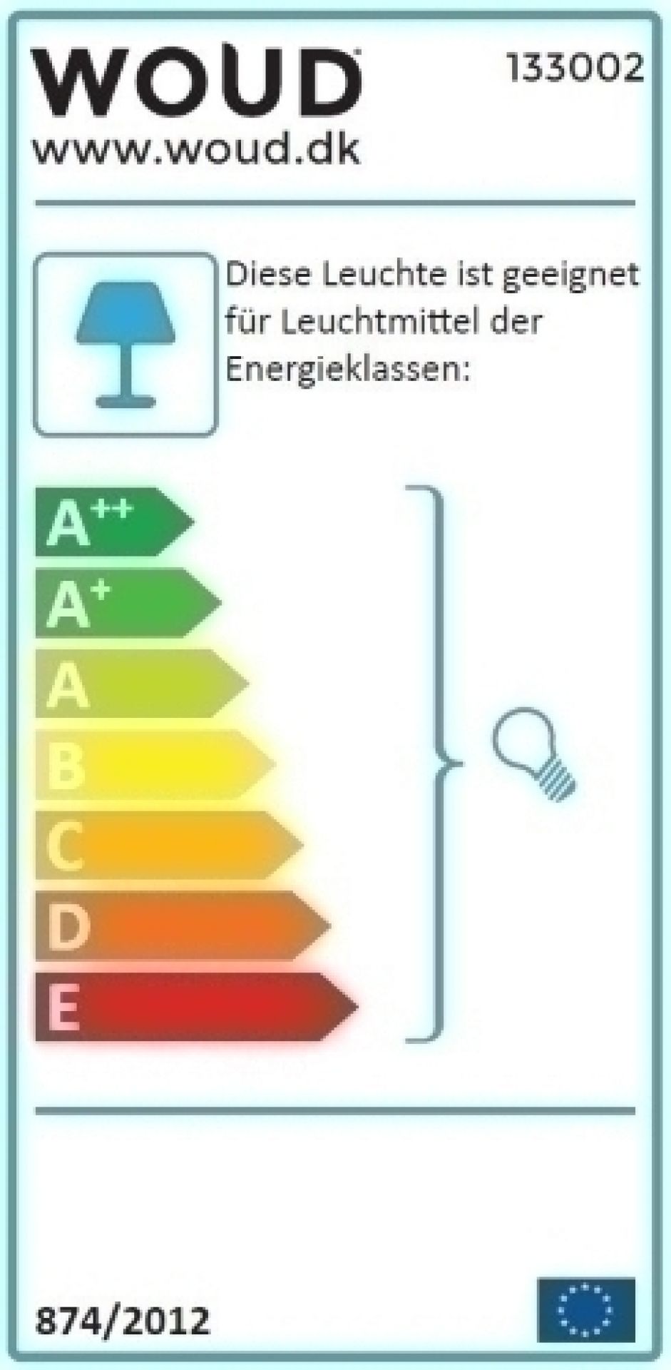 Energielabel der Woud Pendelleuchte: Geeignet für Leuchtmittel der Energieklassen A++ bis E.