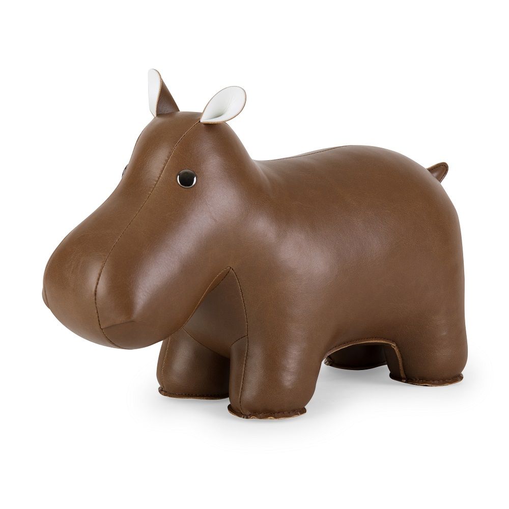 Brauner Hippo Türstopper von Züny, dekorativer und schwerer Türhalter in Nilpferd-Form.