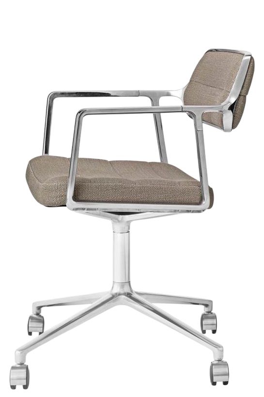 Vipp 453 / Vipp453 Drehstuhl Swivel Chair Vipp Dark sand Textil / polierter Aluminiumrahmen mit Rollen