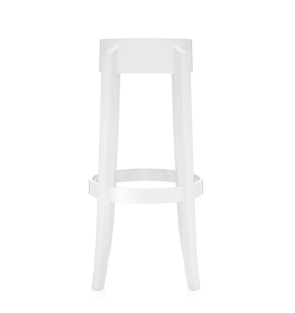 Weißer Charles Ghost Hocker von Kartell, moderner Barhocker aus Kunststoff für Küche und Bar.